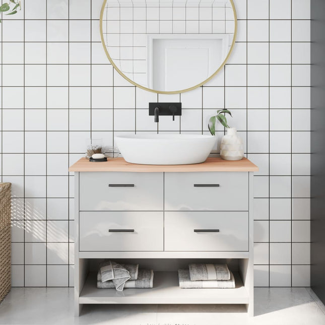 Piano Bagno 100x40x2 cm in Legno Massello Non Trattato