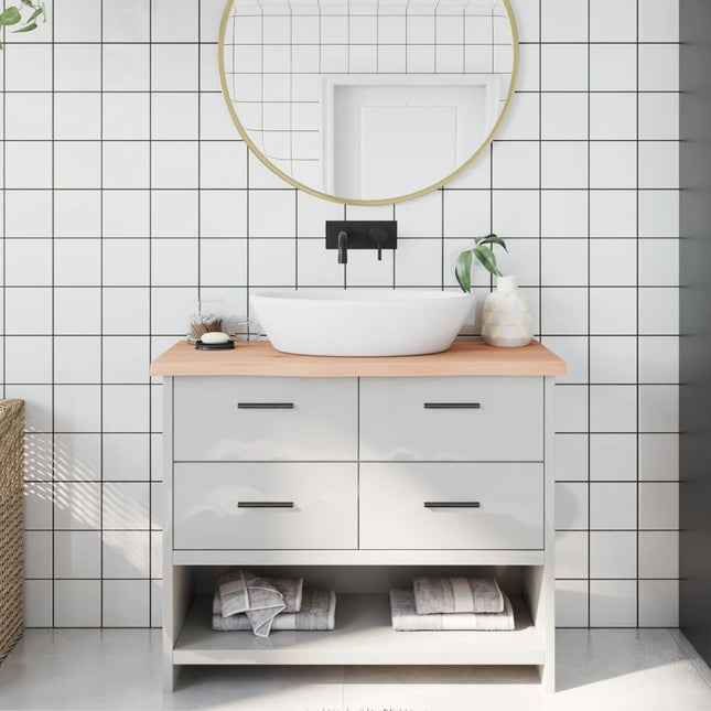 Piano Bagno 100x40x(2-4) cm in Legno Massello Non Trattato