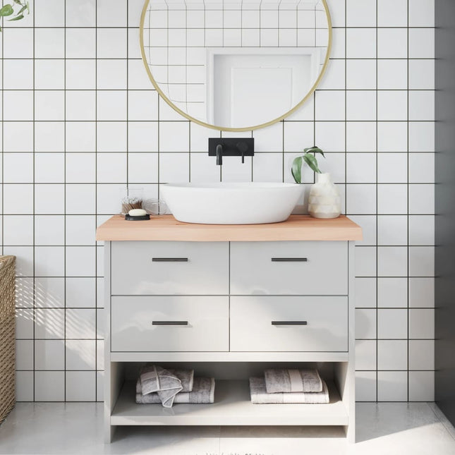 Piano Bagno 100x40x(2-6) cm in Legno Massello Non Trattato