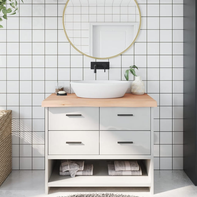 Piano Bagno 100x50x(2-6) cm in Legno Massello Non Trattato