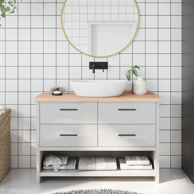 Piano Bagno 120x40x(2-4) cm in Legno Massello Non Trattato