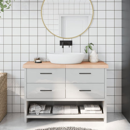 Piano Bagno 120x40x(2-6) cm in Legno Massello Non Trattato