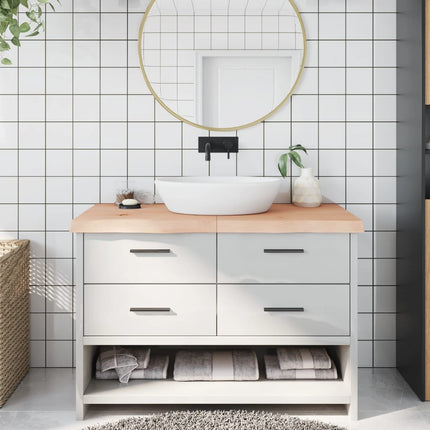 Piano Bagno 120x50x(2-6) cm in Legno Massello Non Trattato
