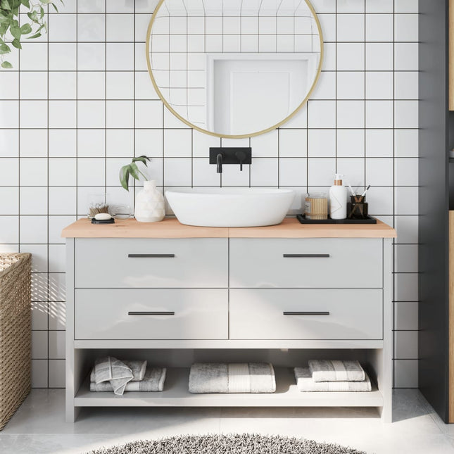 Piano Bagno 140x30x(2-4) cm in Legno Massello Non Trattato