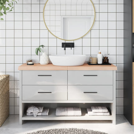 Piano Bagno 140x30x(2-6) cm in Legno Massello Non Trattato