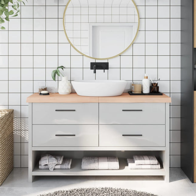 Piano Bagno 140x30x(2-6) cm in Legno Massello Non Trattato