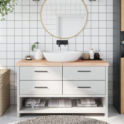 Piano Bagno 140x40x(2-6) cm in Legno Massello Non Trattato