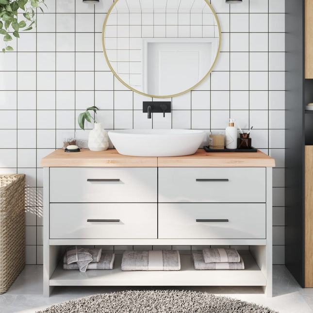 Piano Bagno 140x40x(2-6) cm in Legno Massello Non Trattato