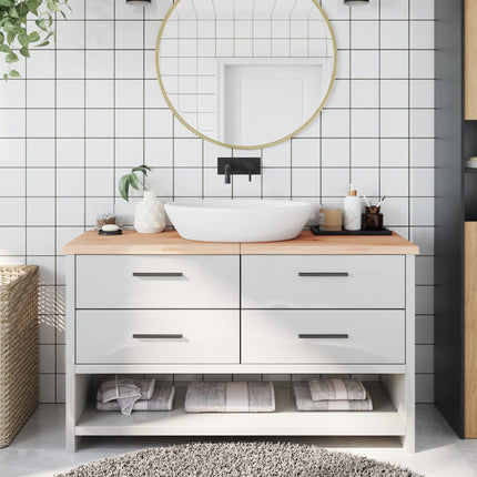 Piano Bagno 140x50x(2-4) cm in Legno Massello Non Trattato