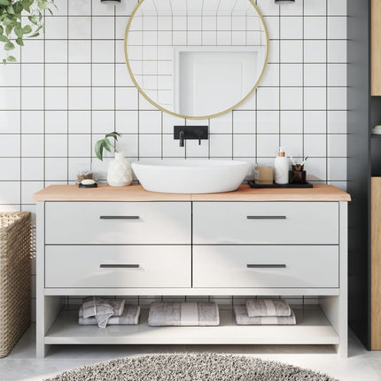 Piano Bagno 160x30x(2-4) cm in Legno Massello Non Trattato