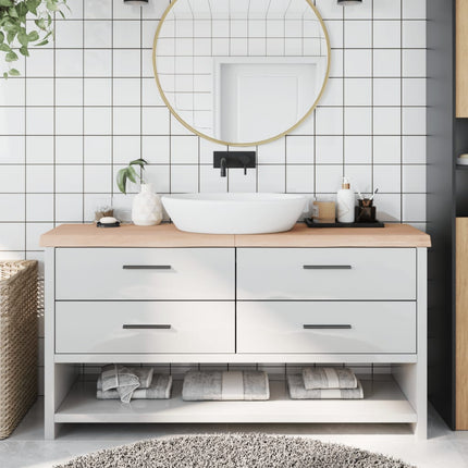 Piano Bagno 160x30x(2-6) cm in Legno Massello Non Trattato