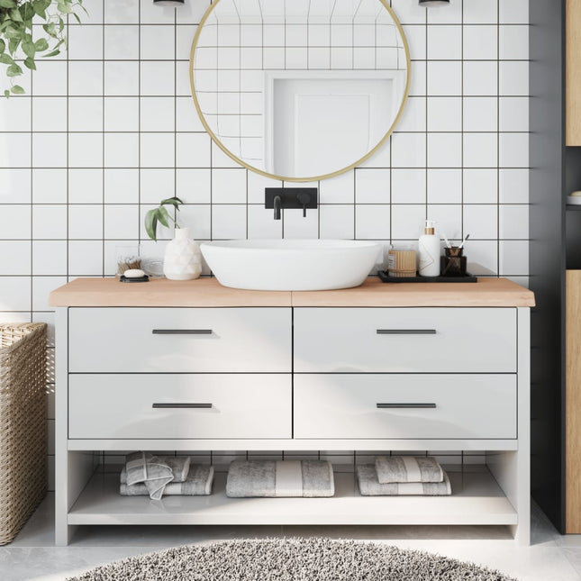 Piano Bagno 160x40x(2-6) cm in Legno Massello Non Trattato