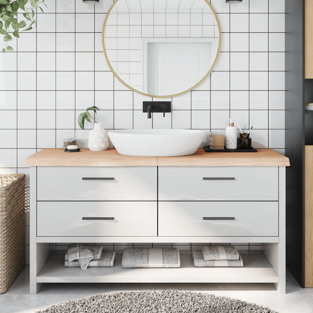 Piano Bagno 160x50x(2-6) cm in Legno Massello Non Trattato