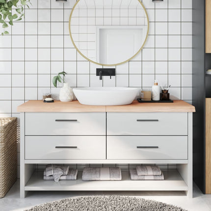 Piano Bagno 160x60x(2-6) cm in Legno Massello Non Trattato