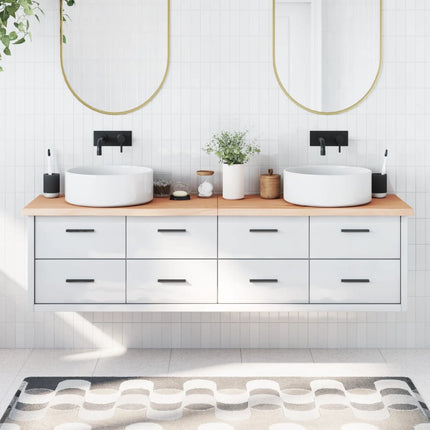 Piano Bagno 180x50x(2-4) cm in Legno Massello Non Trattato