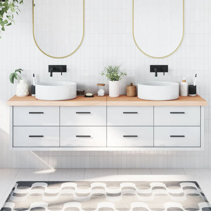 Piano Bagno 200x50x(2-6) cm in Legno Massello Non Trattato