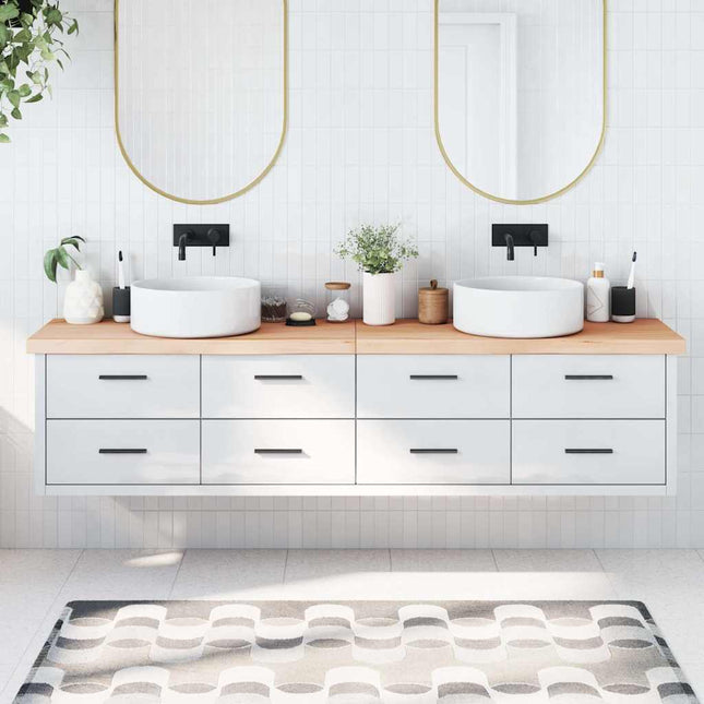 Piano Bagno 220x30x(2-6) cm in Legno Massello Non Trattato