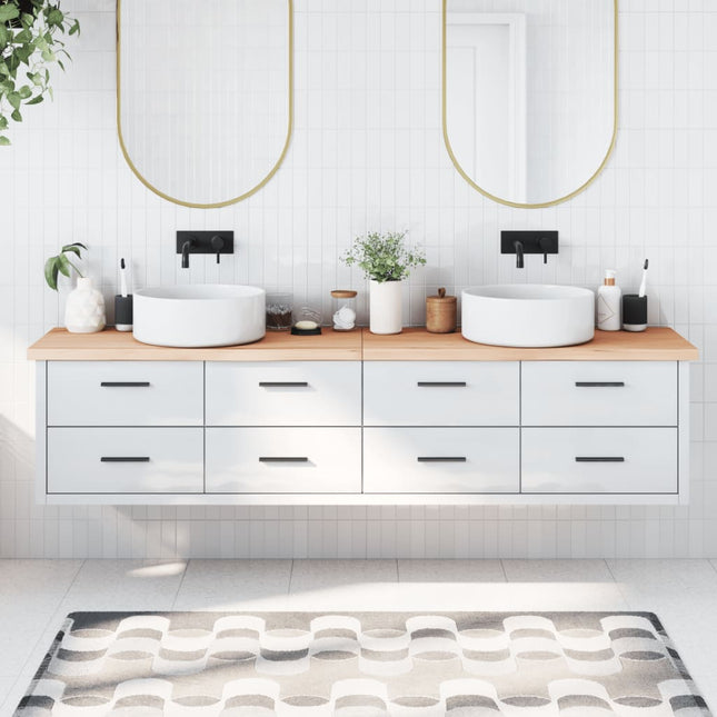 Piano Bagno 220x50x(2-4) cm in Legno Massello Non Trattato