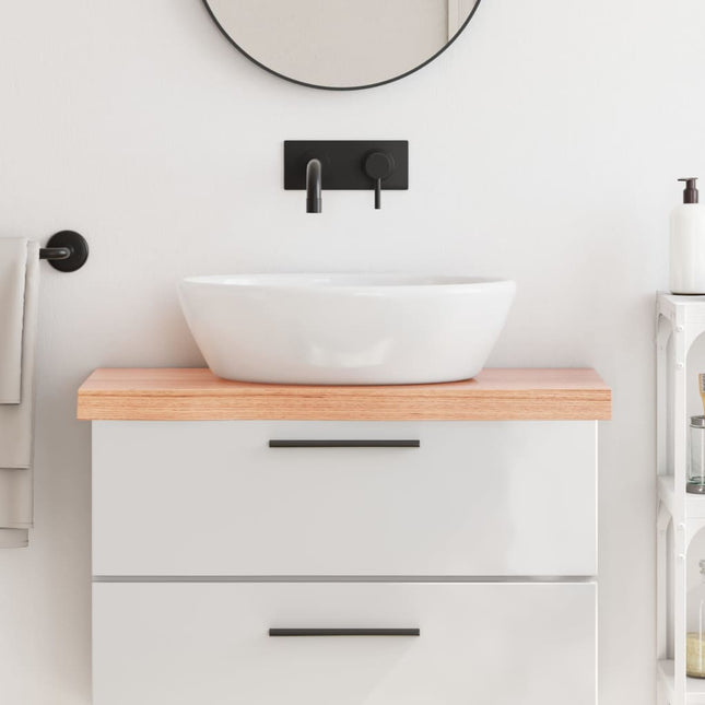 Piano Bagno Marrone 80x40x(2-6) cm Legno Massello Trattato