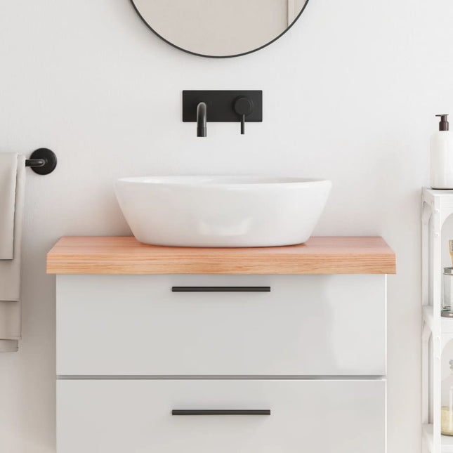 Piano Bagno Marrone 80x50x(2-6) cm Legno Massello Trattato