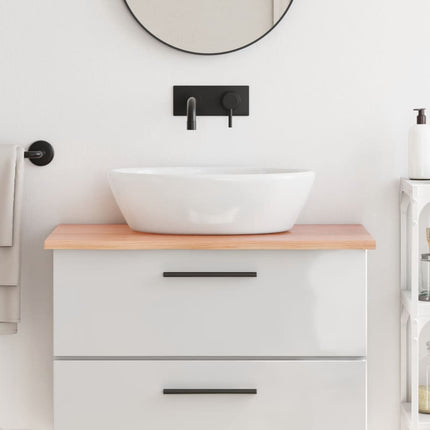 Piano Bagno Marrone Chiaro 80x60x2 cm Legno Massello Trattato
