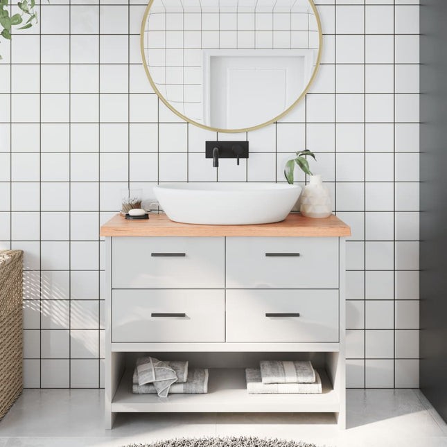 Piano Bagno Marrone 100x30x(2-4) cm Legno Massello Trattato