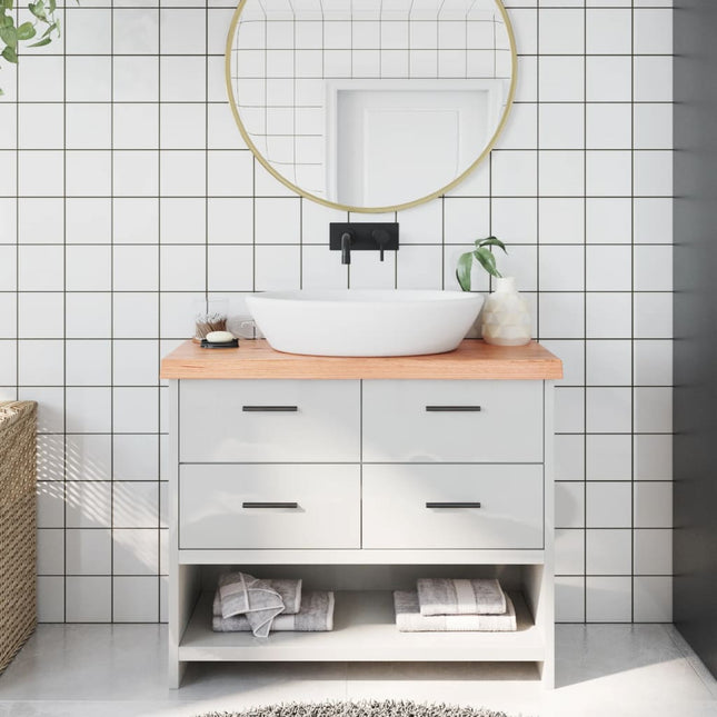Piano Bagno Marrone 100x30x(2-6) cm Legno Massello Trattato