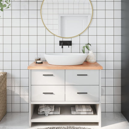 Piano Bagno Marrone 100x40x(2-4) cm Legno Massello Trattato