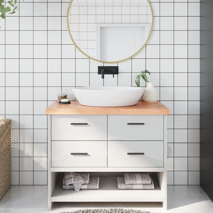 Piano Bagno Marrone 100x50x(2-6) cm Legno Massello Trattato