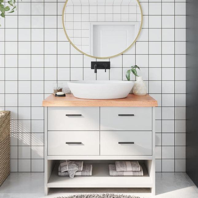 Piano Bagno Marrone 100x50x(2-6) cm Legno Massello Trattato