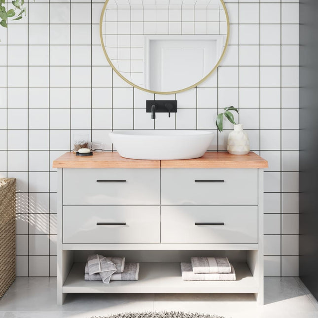 Piano Bagno Marrone 120x30x(2-4) cm Legno Massello Trattato