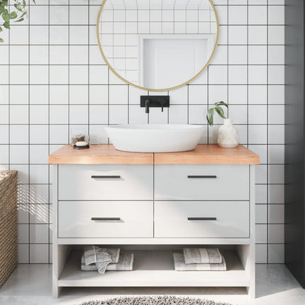 Piano Bagno Marrone 120x40x(2-6) cm Legno Massello Trattato
