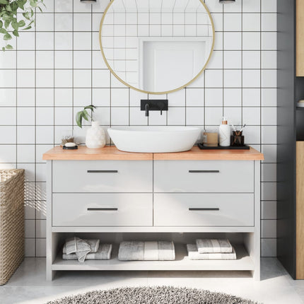 Piano Bagno Marrone 140x30x(2-4) cm Legno Massello Trattato