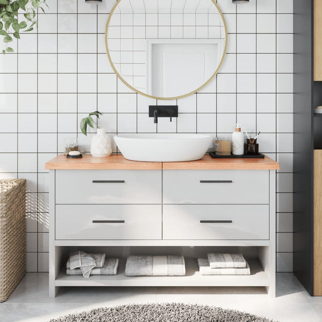 Piano Bagno Marrone 140x30x(2-4) cm Legno Massello Trattato