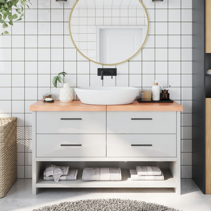 Piano Bagno Marrone 140x30x(2-6) cm Legno Massello Trattato