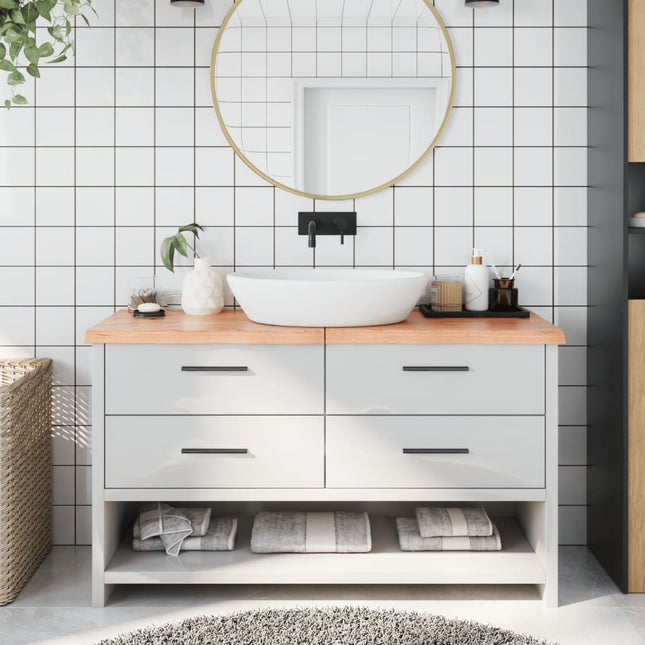 Piano Bagno Marrone 140x40x(2-4) cm Legno Massello Trattato