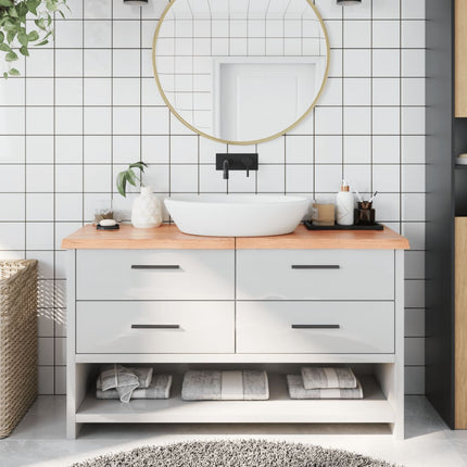 Piano Bagno Marrone 140x60x(2-4) cm Legno Massello Trattato