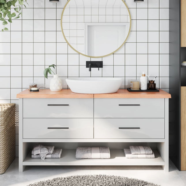 Piano Bagno Marrone 160x30x(2-4) cm Legno Massello Trattato