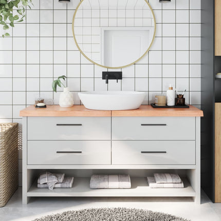 Piano Bagno Marrone 160x30x(2-6) cm Legno Massello Trattato