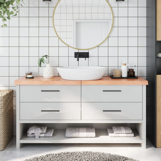 Piano Bagno Marrone 160x30x(2-6) cm Legno Massello Trattato