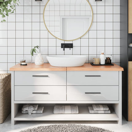 Piano Bagno Marrone 160x40x(2-4) cm Legno Massello Trattato