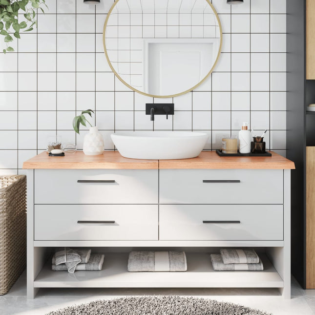 Piano Bagno Marrone 160x40x(2-4) cm Legno Massello Trattato