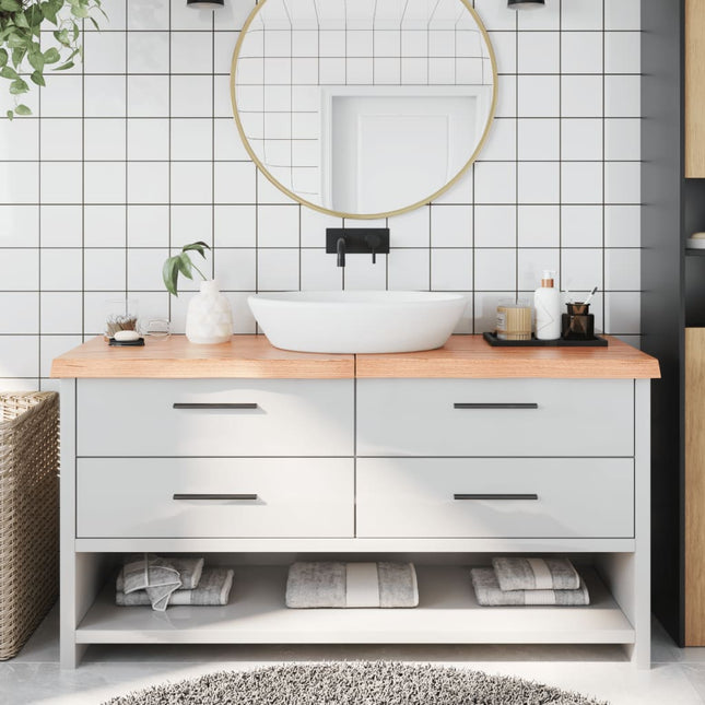 Piano Bagno Marrone 160x40x(2-6) cm Legno Massello Trattato
