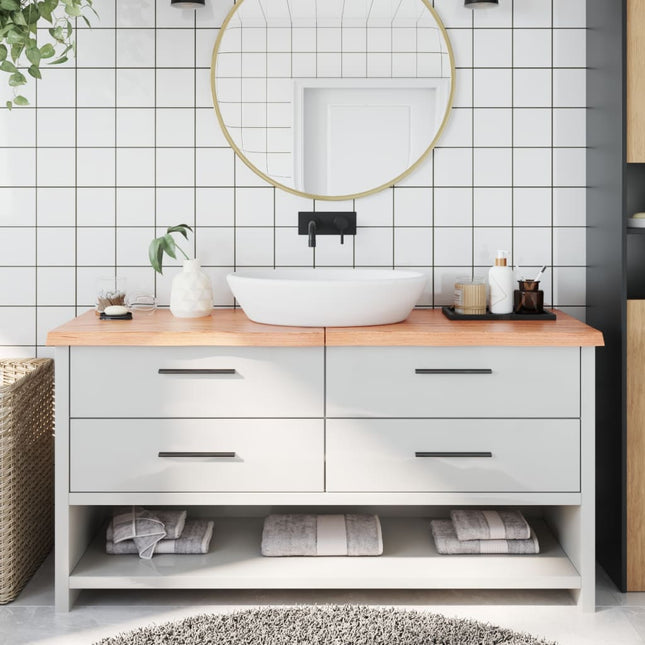 Piano Bagno Marrone 160x50x(2-4) cm Legno Massello Trattato