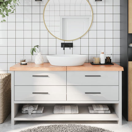 Piano Bagno Marrone 160x60x(2-6) cm Legno Massello Trattato