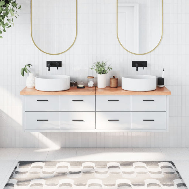Piano Bagno Marrone 180x30x(2-4) cm Legno Massello Trattato