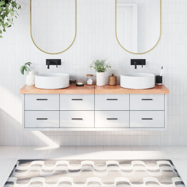 Piano Bagno Marrone 180x30x(2-6) cm Legno Massello Trattato