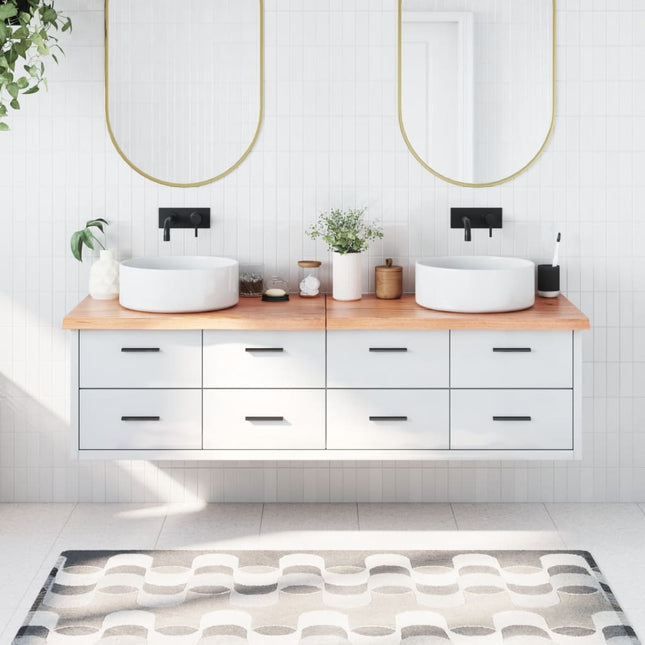 Piano Bagno Marrone 180x40x(2-4) cm Legno Massello Trattato