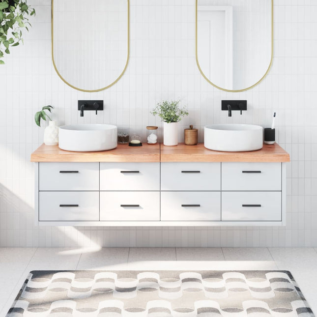 Piano Bagno Marrone 180x40x(2-6) cm Legno Massello Trattato