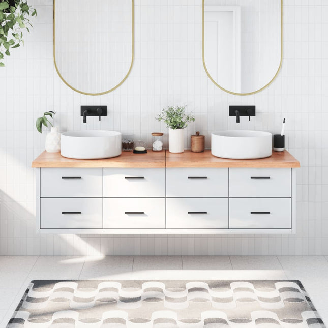 Piano Bagno Marrone 180x50x(2-4) cm Legno Massello Trattato